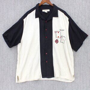 Vintage Island Republic Silk Shirt 2XL Mens Beige All In Poker Graphic Art Rare